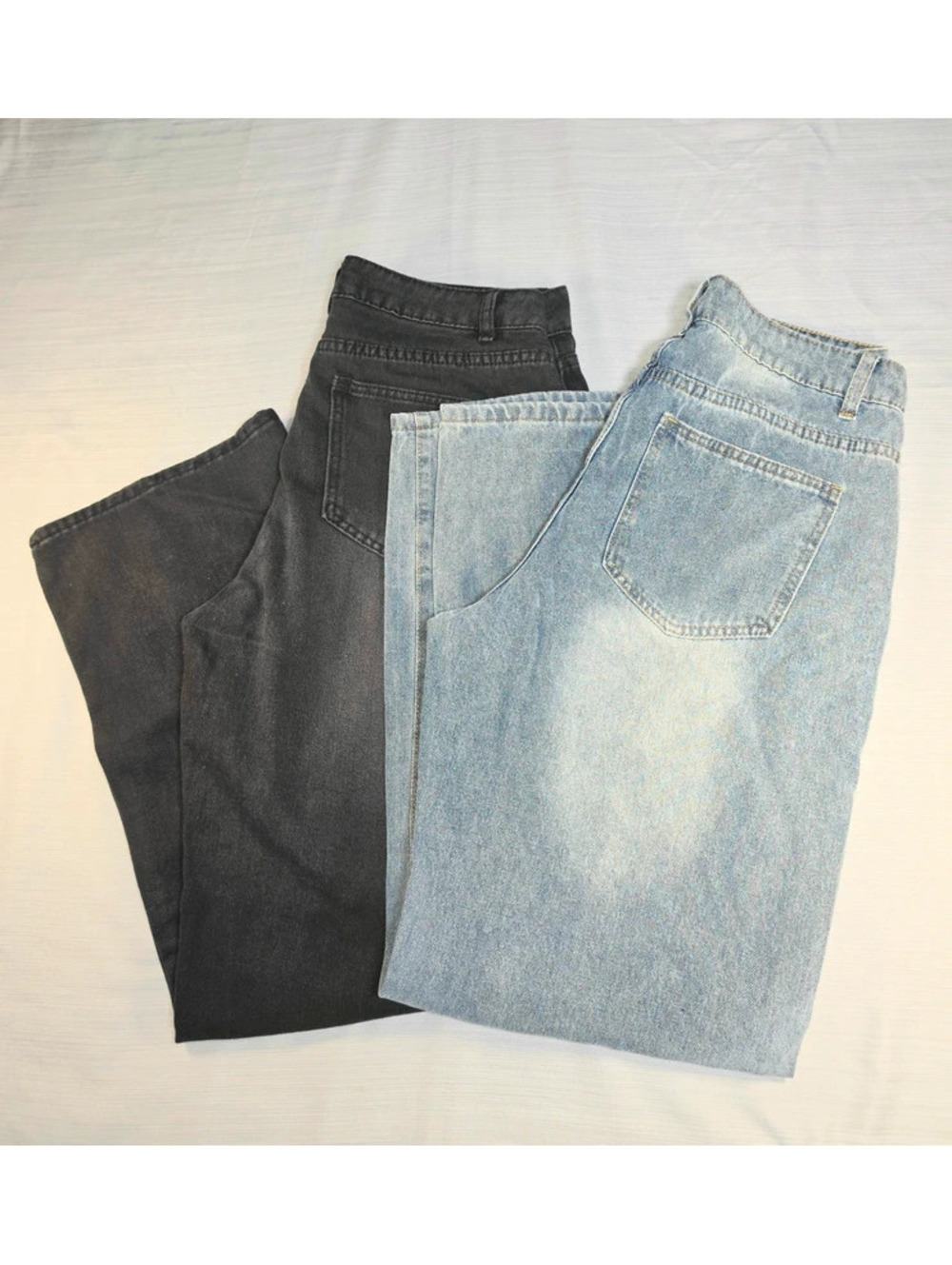 2-Pair Jeans Bundle Light Blue & Charcoal Gray Denim Size L
